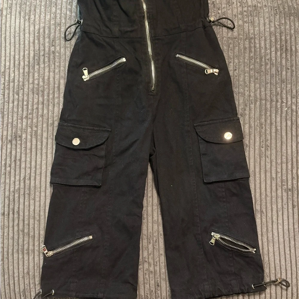 Black Kid’s Utility Zip-Front Jumpsuit - 3T